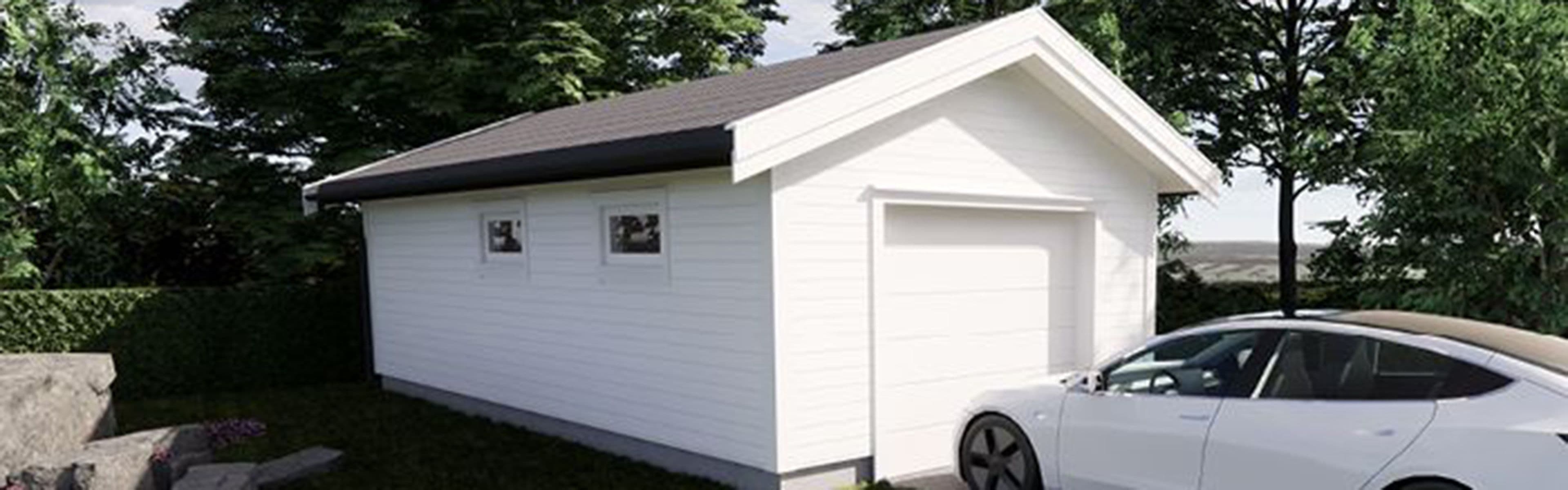 Garasje 1b: Lang enkelgarasje m/bod