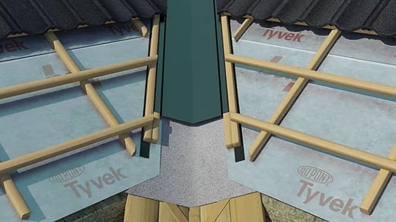 Illustrasjon av Isola Tyvek Pro Safe undertak.