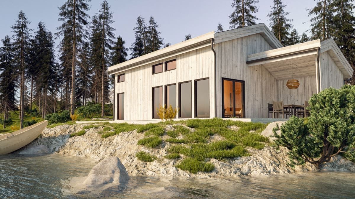 Beiset ytterkledning hytte.