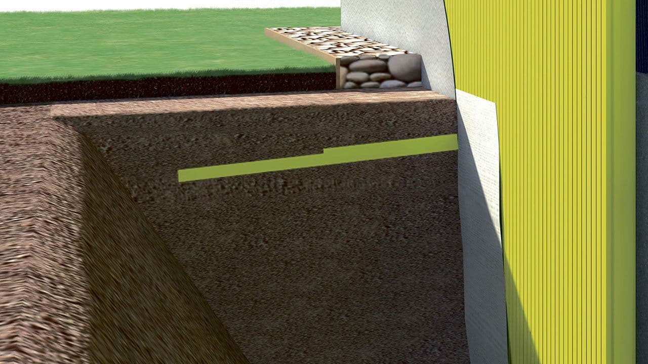 Illustrasjon av Finnfoam XPS 300 isolerende drensplate.