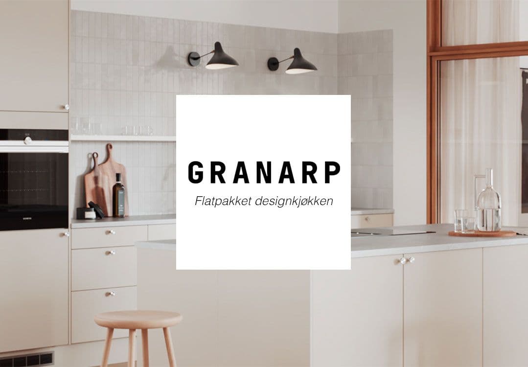 Bilde av kjøkken med Granarp logo over