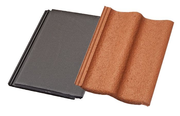 Flat takstein og krommet takstein.