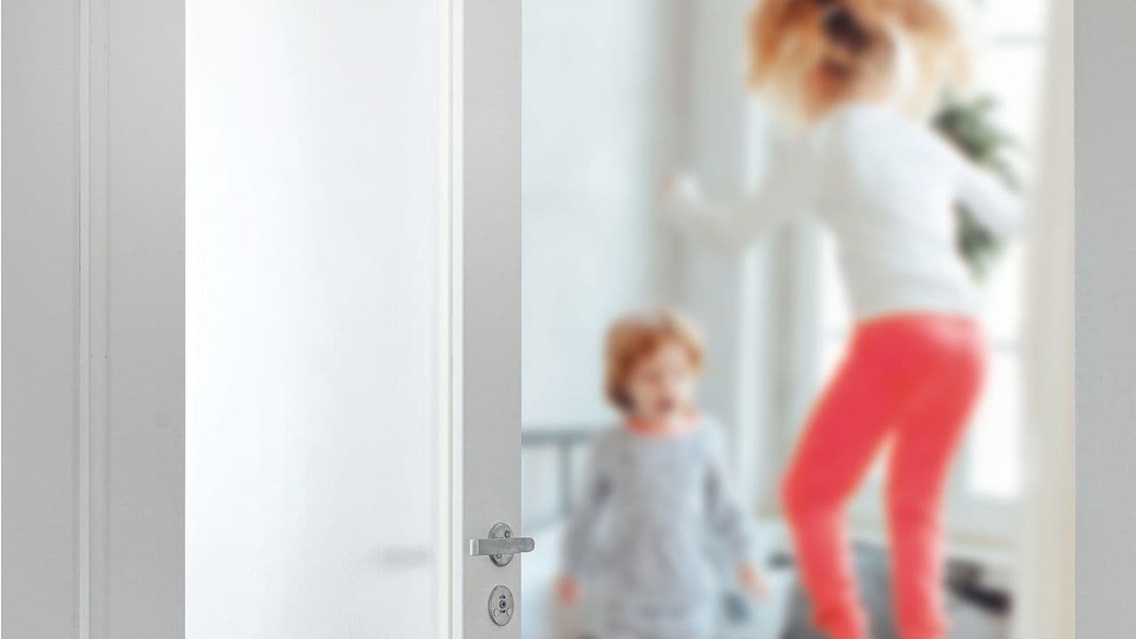 Innerdør med frostet glass.