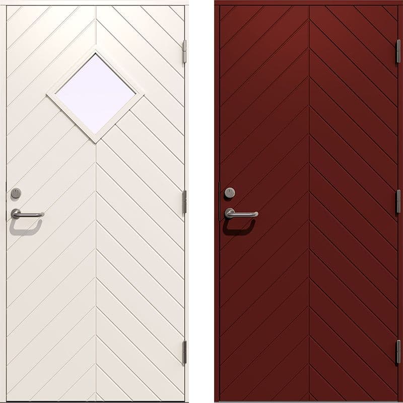 Færder hyttedør i fargene hvit og rød fra Gilje