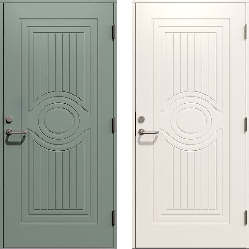 Solveig hyttedør fra Gilje i fargene grønn og hvit